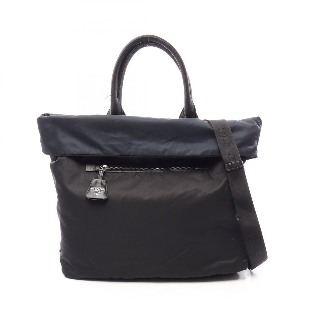 Prada Tote Tessuto Double Reversible 2-Way Black Navy Nylon