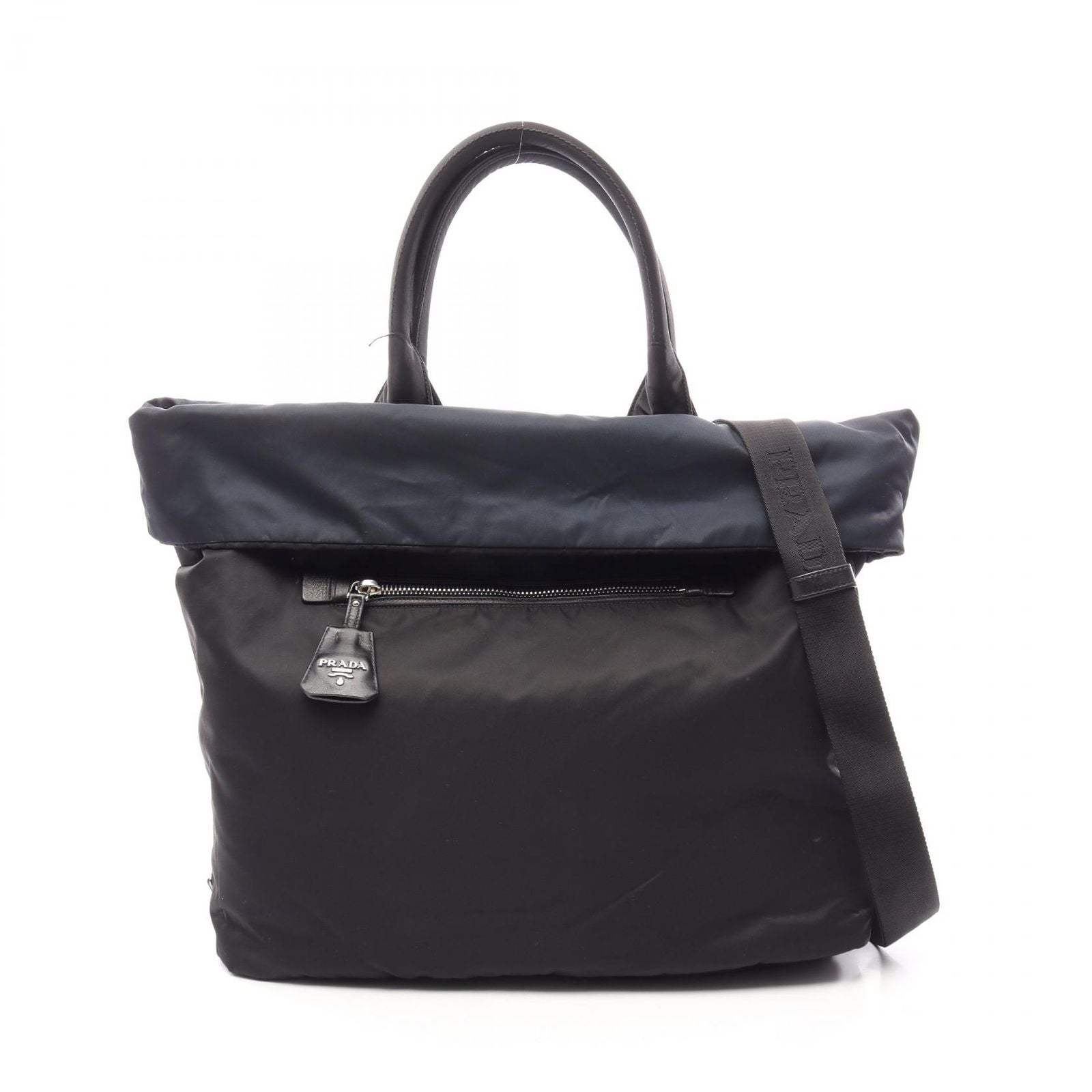 Prada Tote Tessuto Double Reversible 2-Way Black Navy Nylon