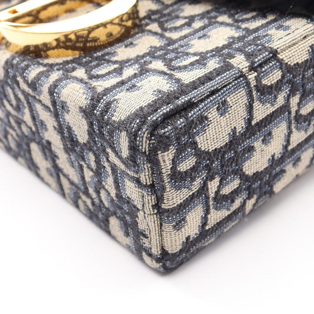 Dior Shoulder Bag 30 Montaigne Box Oblique Jacquard Navy Canvas Leather — view 7