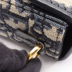 Dior Shoulder Bag 30 Montaigne Box Oblique Jacquard Navy Canvas Leather — view 8