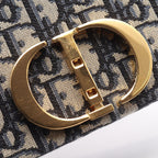 Dior Shoulder Bag 30 Montaigne Box Oblique Jacquard Navy Canvas Leather — view 5