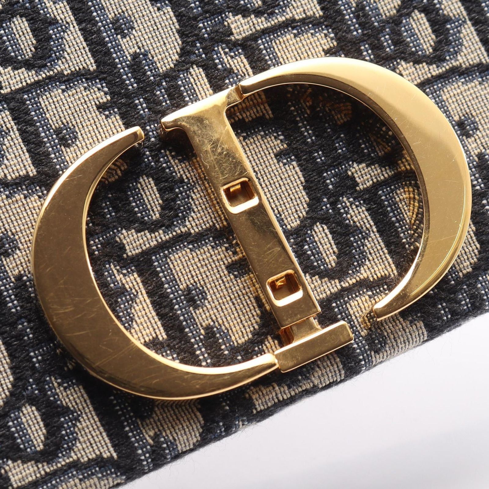 Dior Shoulder Bag 30 Montaigne Box Oblique Jacquard Navy Canvas Leather — view 5