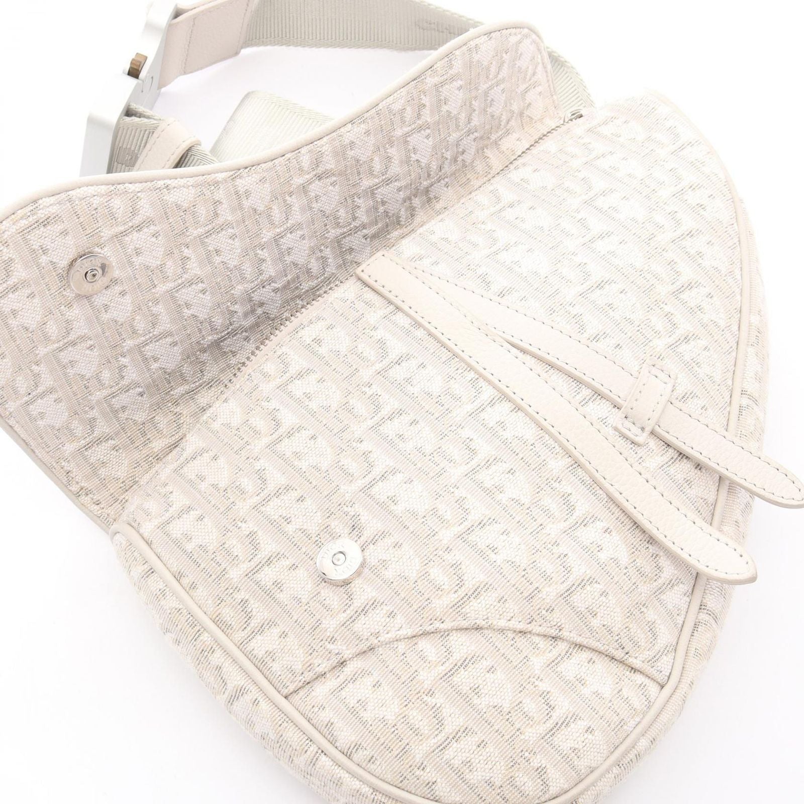 Dior Waist Bag Saddle Oblique Off White Canvas — view 5