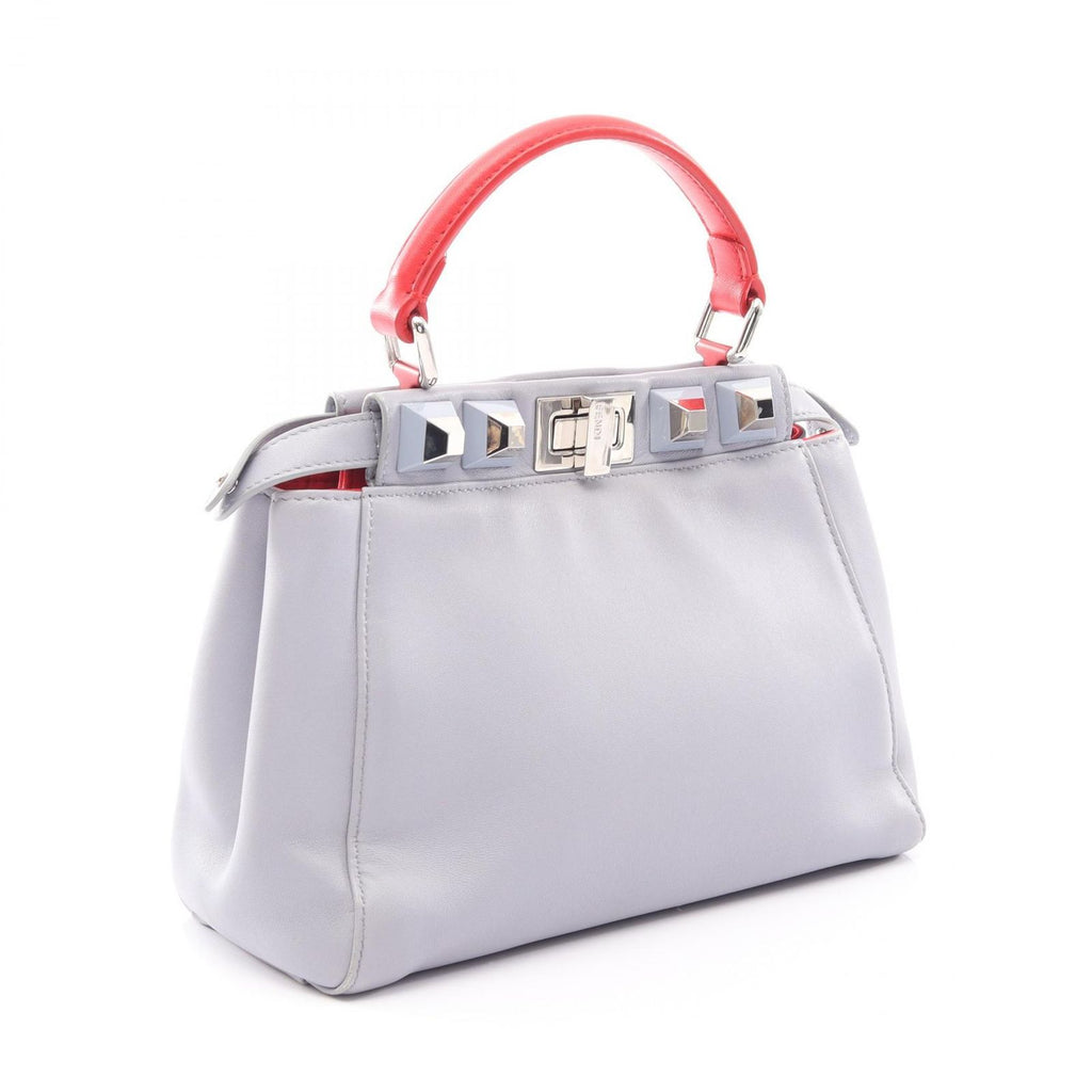Fendi Handbag Mini Peekaboo Studs 2-Way Blue Gray Leather — view 2