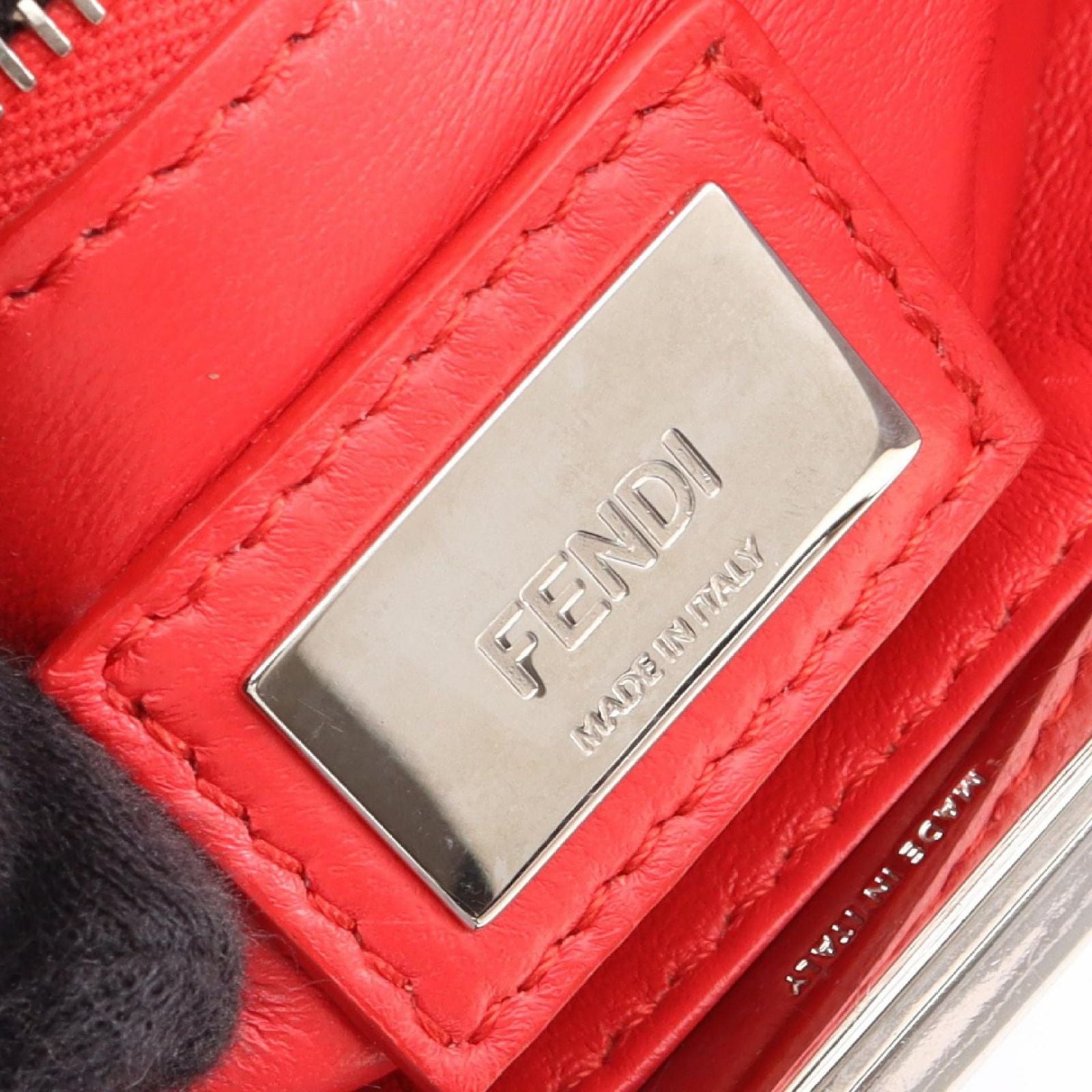 Fendi Handbag Mini Peekaboo Studs 2-Way Blue Gray Leather — view 4