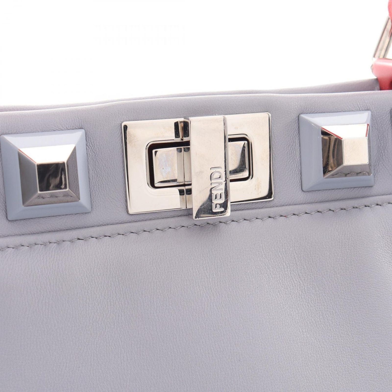 Fendi Handbag Mini Peekaboo Studs 2-Way Blue Gray Leather — view 5