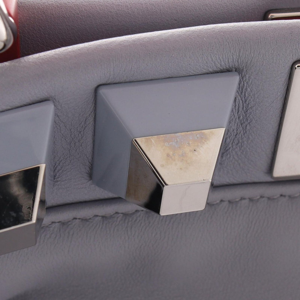 Fendi Handbag Mini Peekaboo Studs 2-Way Blue Gray Leather — view 6