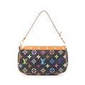 Louis Vuitton Handbag Pochette Monogram Multicolor Noir Canvas Leather Soir