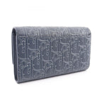 Dior Bifold Wallet Long Flap Gravity Out Line Navy Gray Leather — view 2