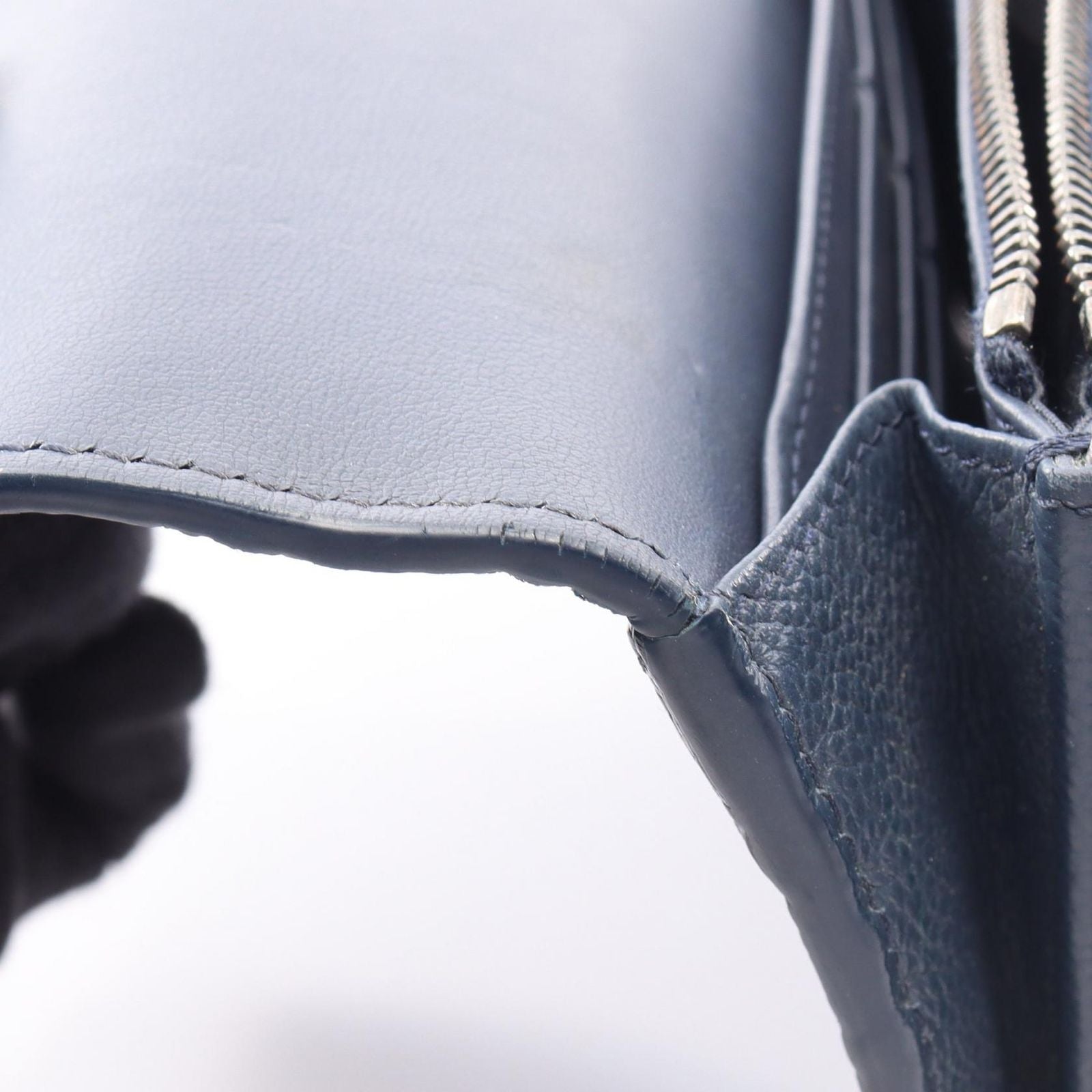 Dior Bifold Wallet Long Flap Gravity Out Line Navy Gray Leather — view 7