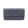 Dior Bifold Wallet Long Flap Gravity Out Line Navy Gray Leather