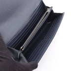 Dior Bifold Wallet Long Flap Gravity Out Line Navy Gray Leather — view 3