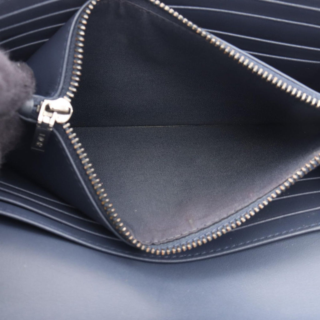 Dior Bifold Wallet Long Flap Gravity Out Line Navy Gray Leather — view 5