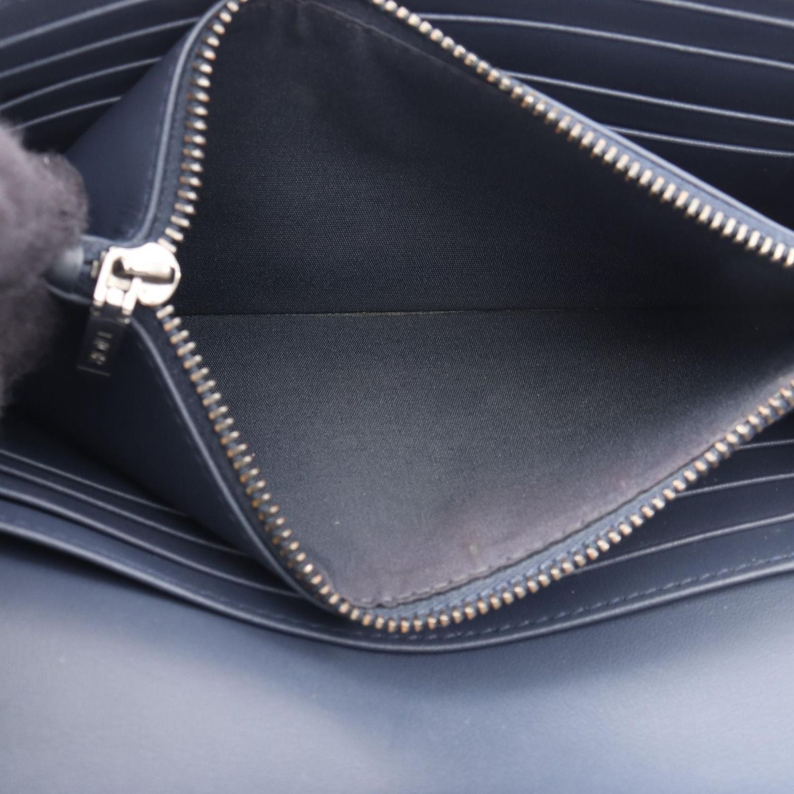 Dior Bifold Wallet Long Flap Gravity Out Line Navy Gray Leather — view 5