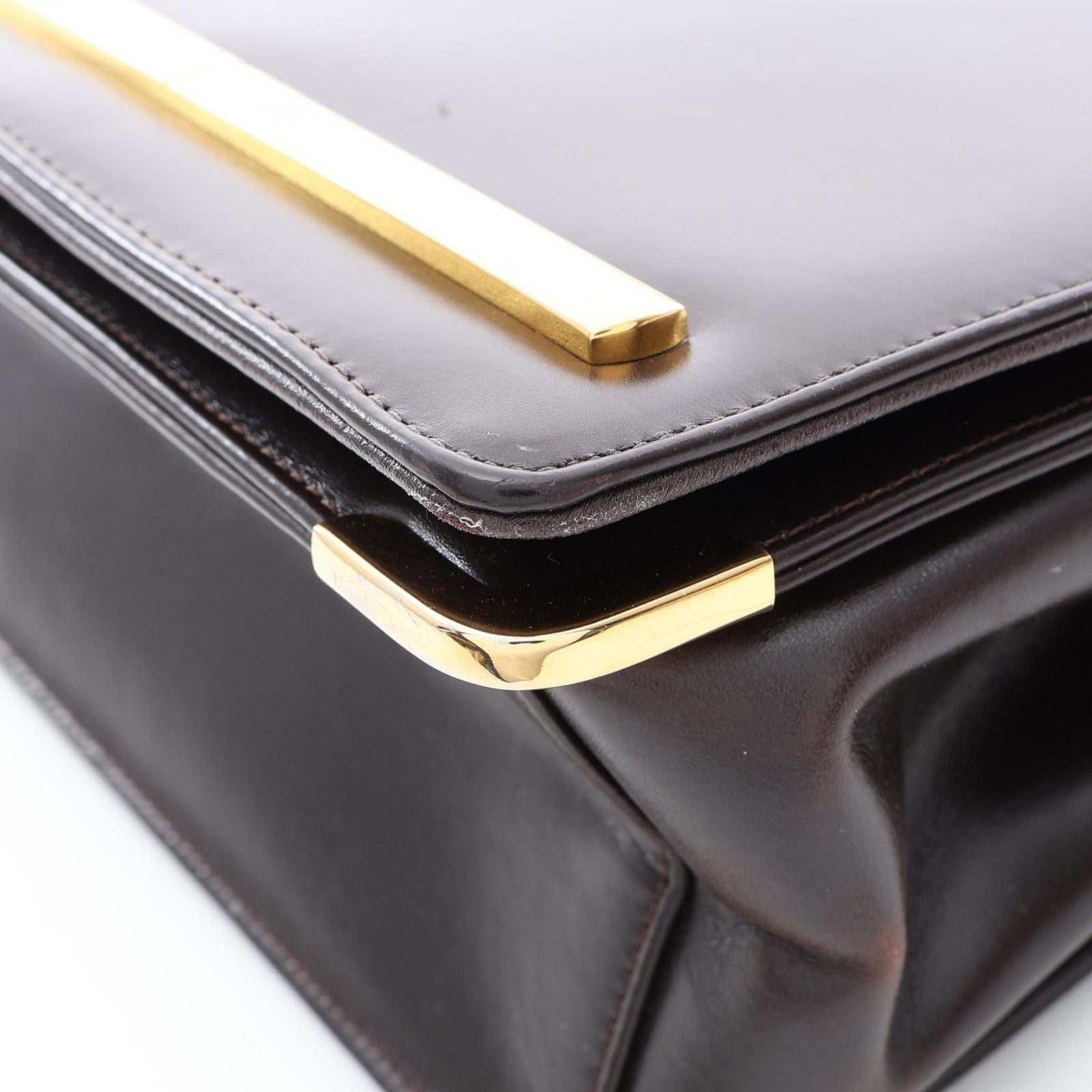 Dior Shoulder Bag Dark Brown Leather — view 8