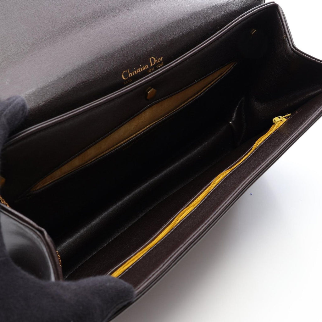 Dior Shoulder Bag Dark Brown Leather — view 3