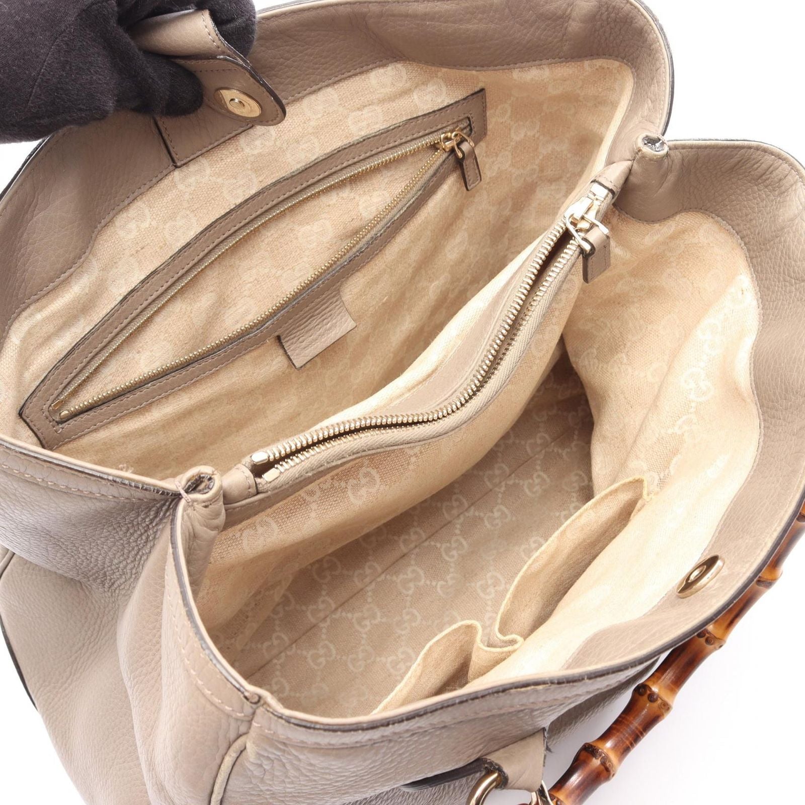 Gucci Tote Bamboo Gray Leather — view 3