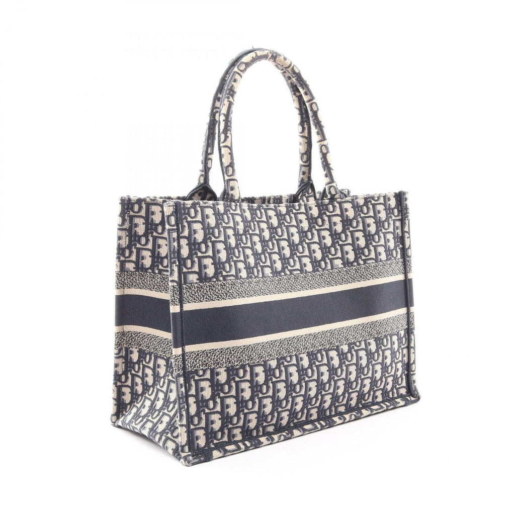 Dior Tote Book Oblique Ivory Navy Black Canvas — view 2
