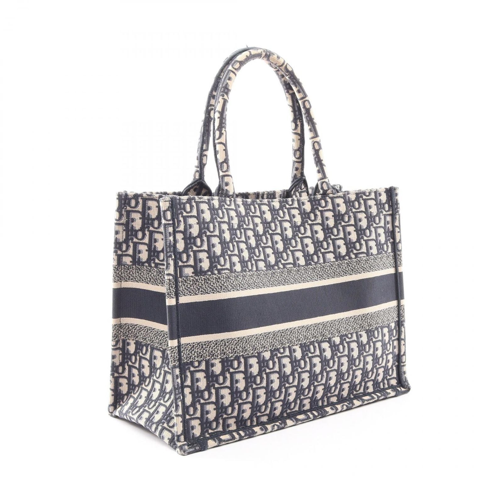 Dior Tote Book Oblique Ivory Navy Black Canvas — view 2