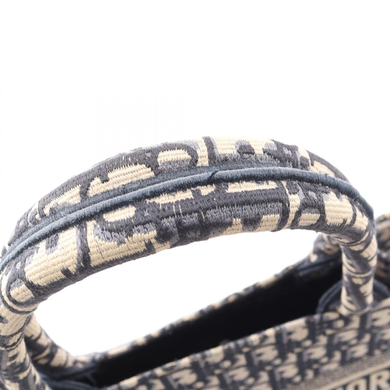 Dior Tote Book Oblique Ivory Navy Black Canvas — view 6