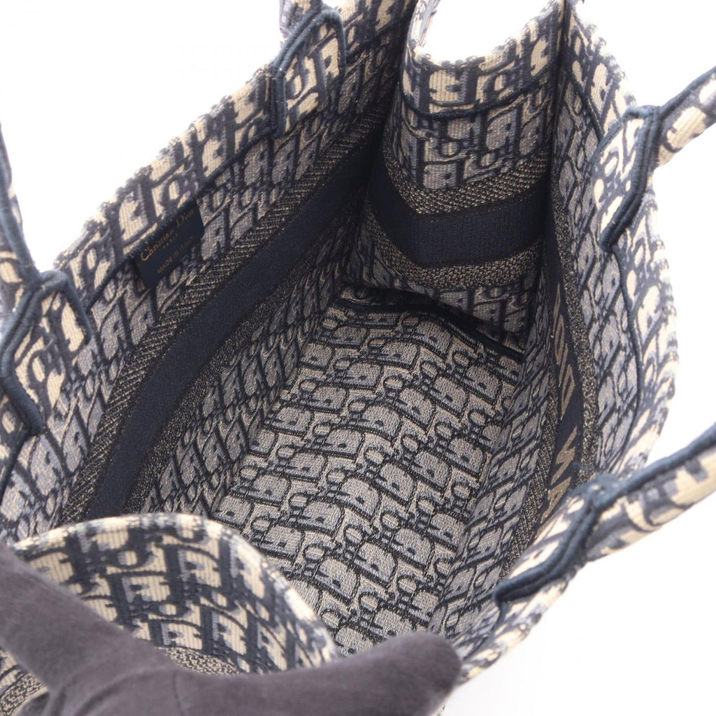 Dior Tote Book Oblique Ivory Navy Black Canvas — view 3