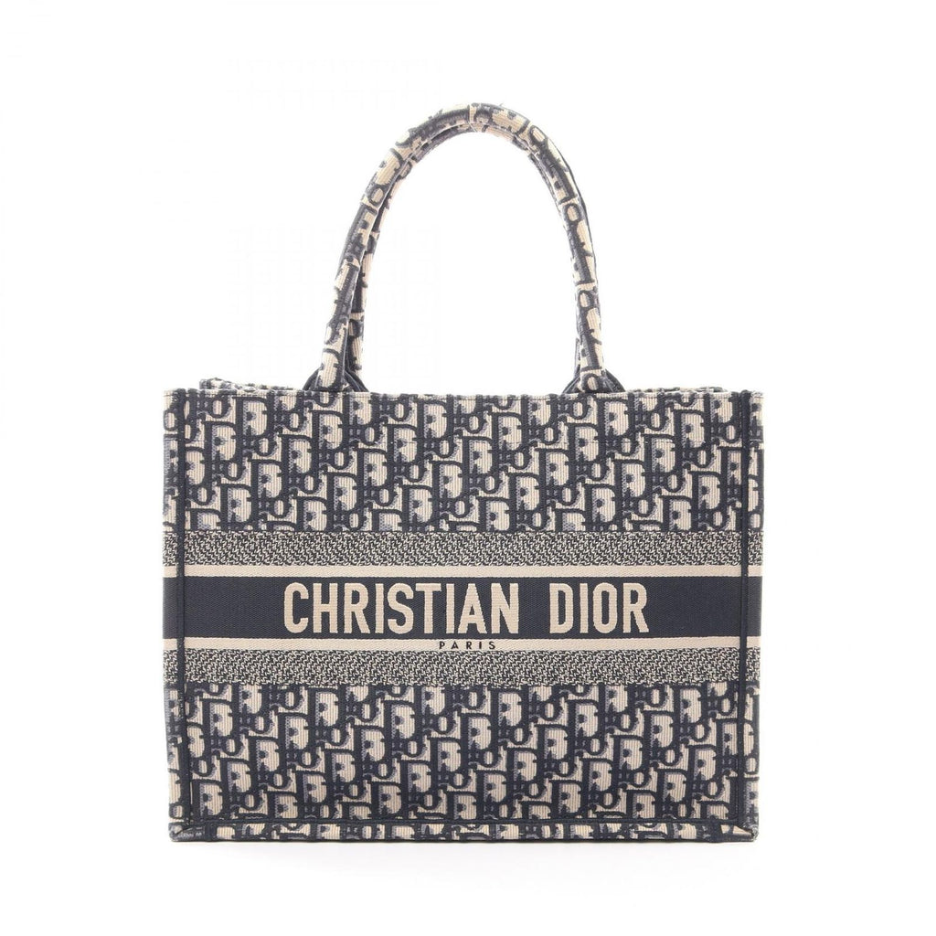 Dior Tote Book Oblique Ivory Navy Black Canvas