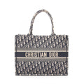 Dior Tote Book Oblique Ivory Navy Black Canvas