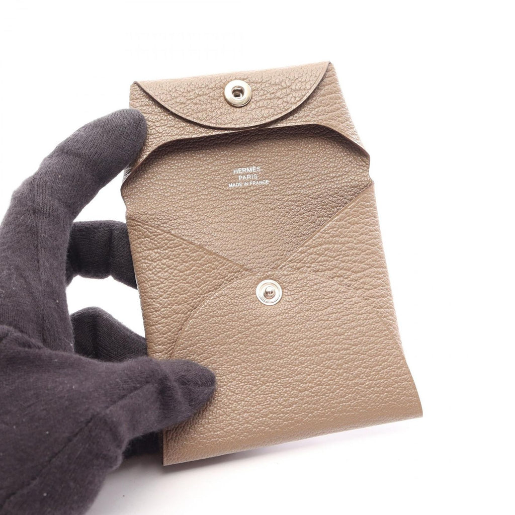 Hermes Coin Case Bastia Etoupe Leather — view 3