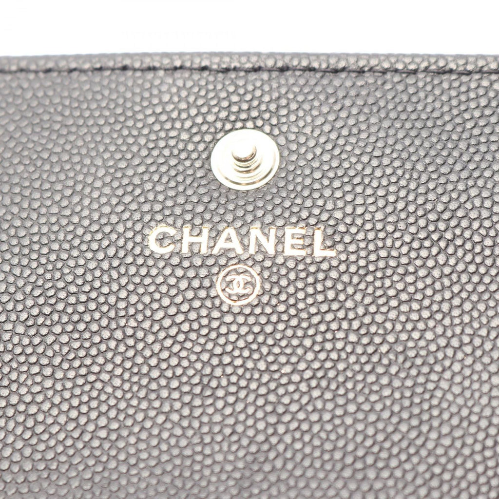 Chanel Bifold Wallet CC Logo Black Caviar Leather — view 4