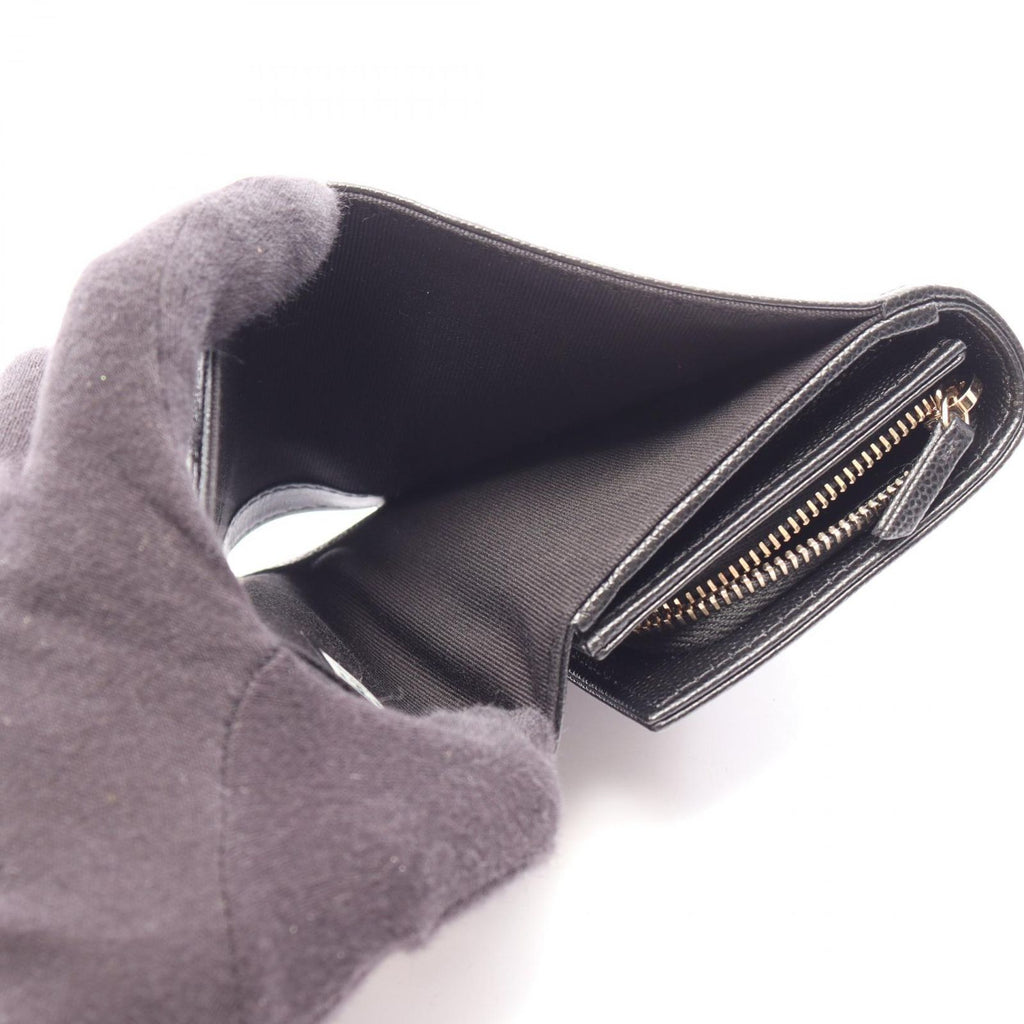 Chanel Bifold Wallet CC Logo Black Caviar Leather — view 6