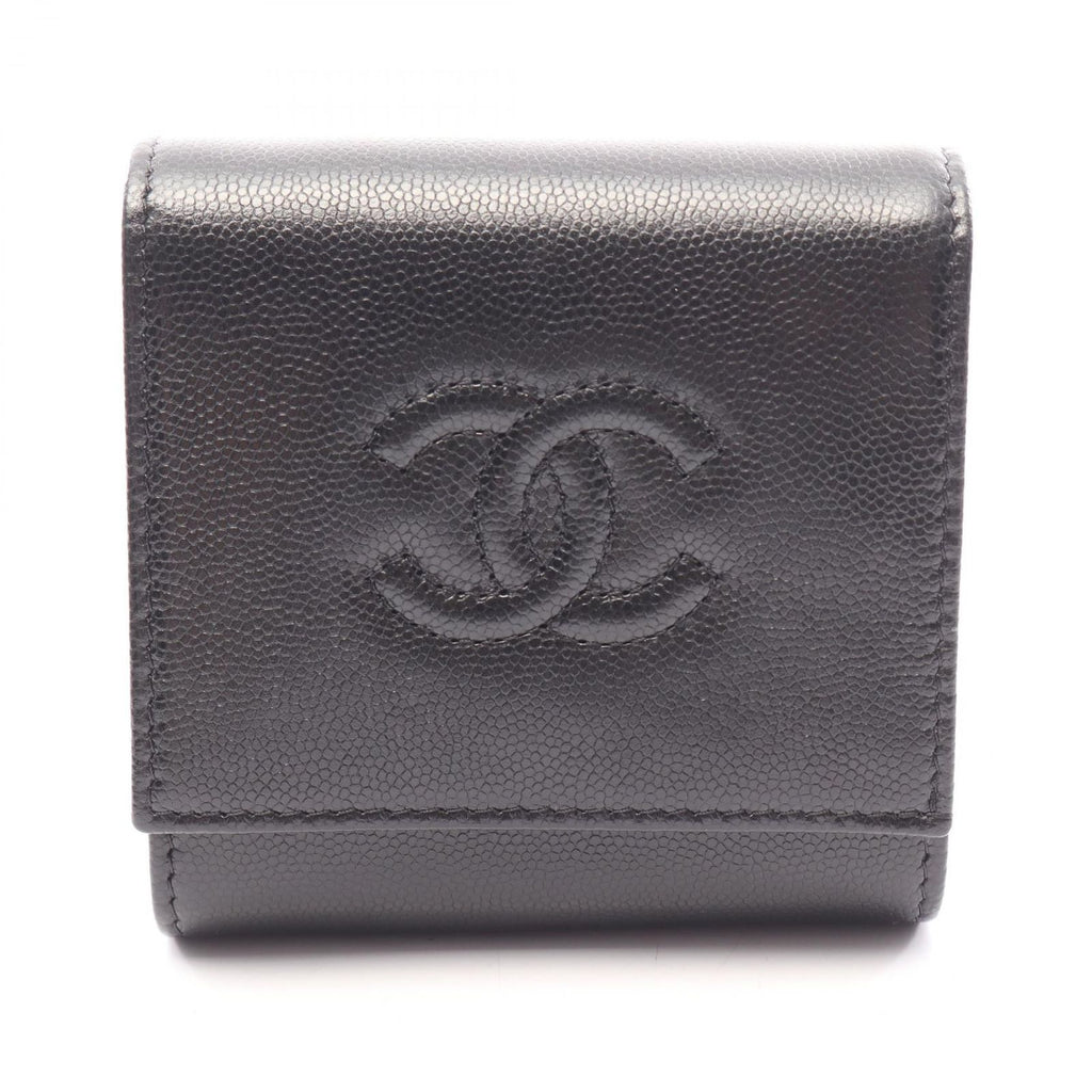 Chanel Bifold Wallet CC Logo Black Caviar Leather