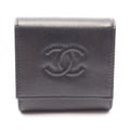 Chanel Bifold Wallet CC Logo Black Caviar Leather