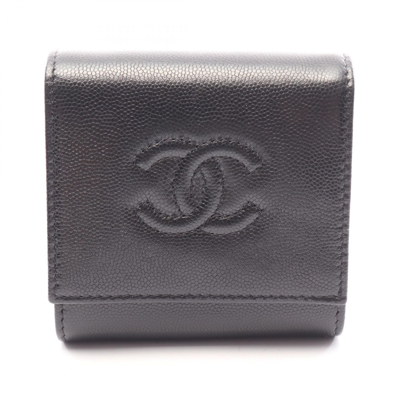 Chanel Bifold Wallet CC Logo Black Caviar Leather