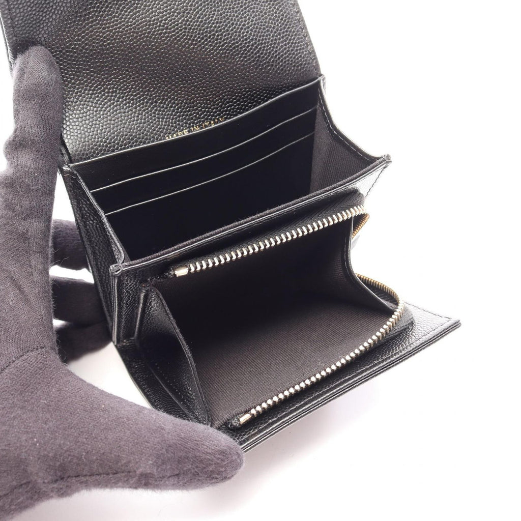 Chanel Bifold Wallet CC Logo Black Caviar Leather — view 3
