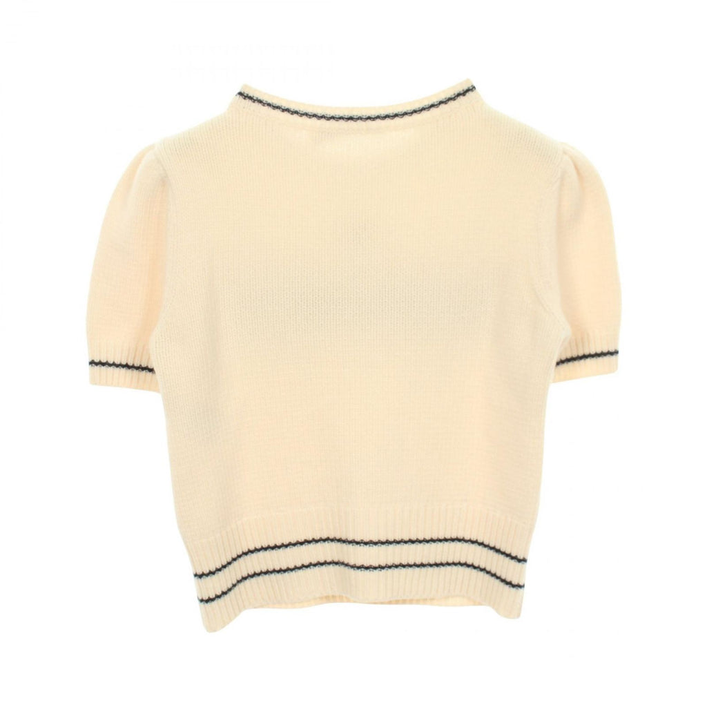 Dior Knit Logo Puff Sleeve Short Wool Cashmere Sweater — view 2