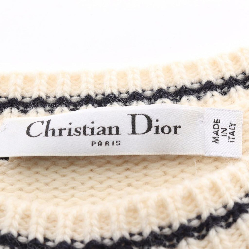 Dior Knit Logo Puff Sleeve Short Wool Cashmere Sweater — view 3