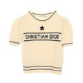 Dior Knit Logo Puff Sleeve Short Wool Cashmere Sweater