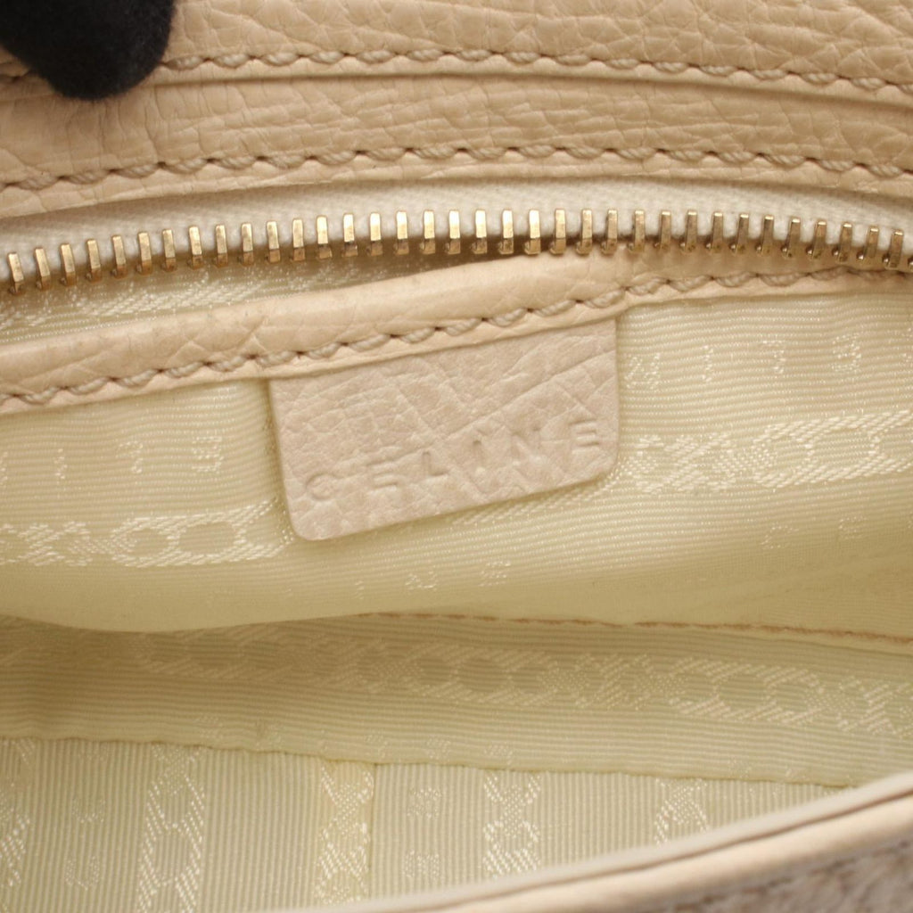 Celine Shoulder Bag Macadam Blue Ivory Canvas Leather — view 4