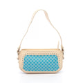 Celine Shoulder Bag Macadam Blue Ivory Canvas Leather