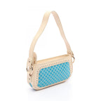 Celine Shoulder Bag Macadam Blue Ivory Canvas Leather — view 2