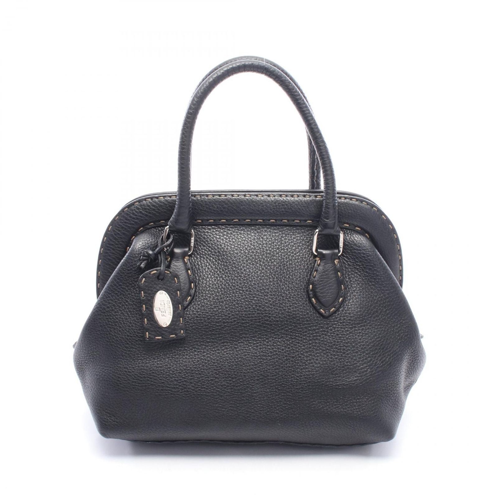 Fendi Handbag Selleria Doctor's Bag Black Leather