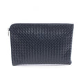 Bottega Veneta Clutch Intrecciato Navy Leather