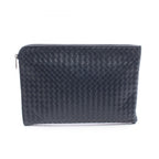 Bottega Veneta Clutch Intrecciato Navy Leather