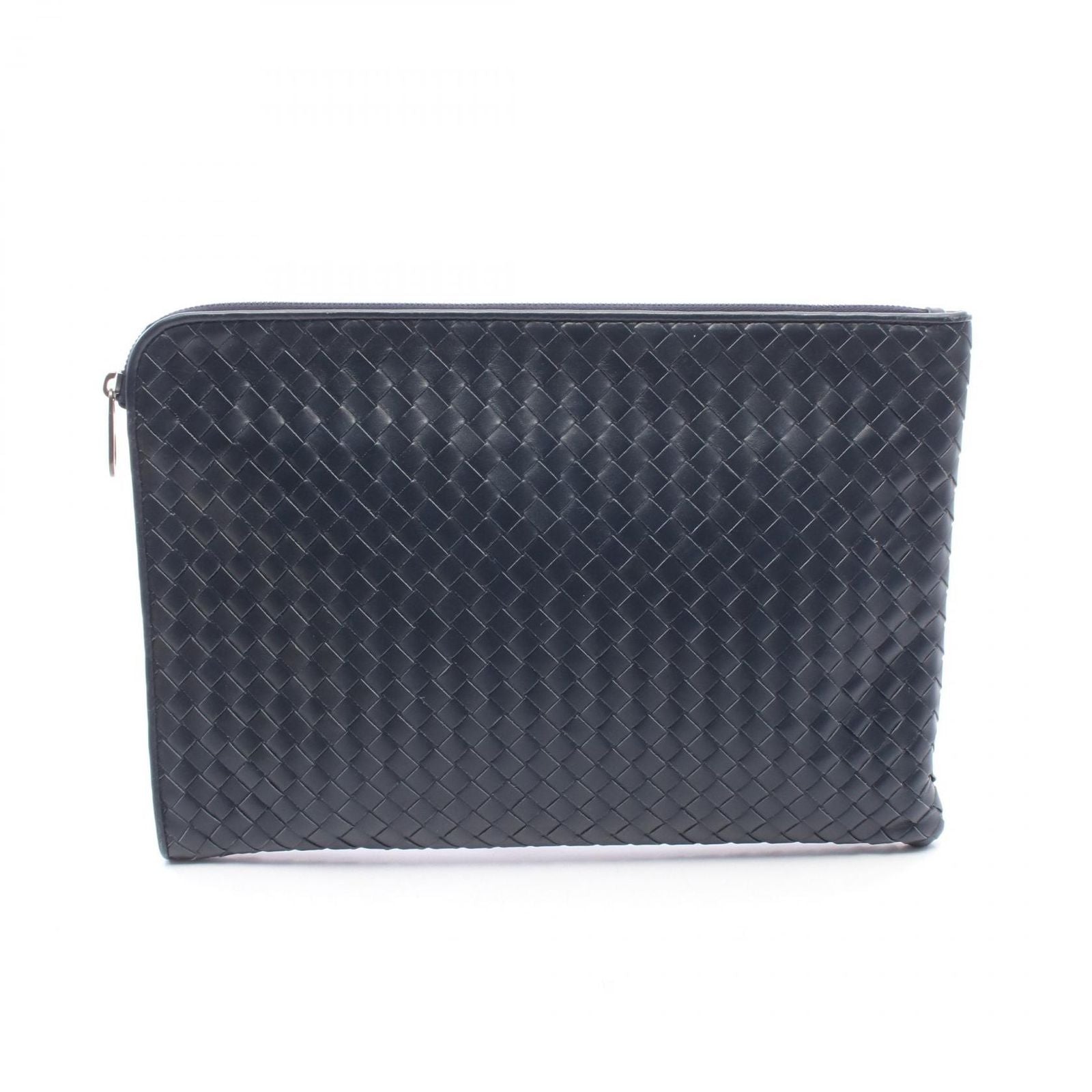 Bottega Veneta Clutch Intrecciato Navy Leather