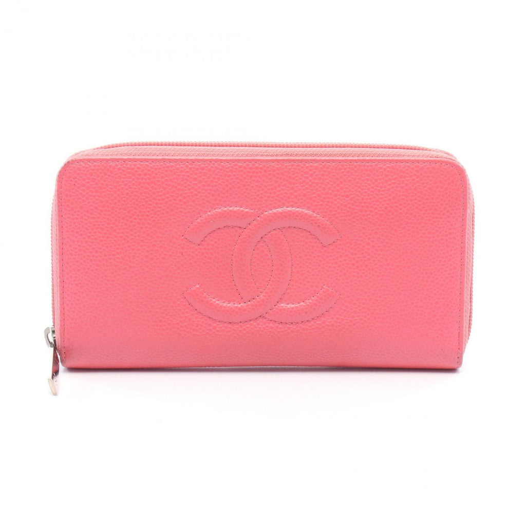Chanel Round Wallet CC Logo Pink Caviar Leather CC