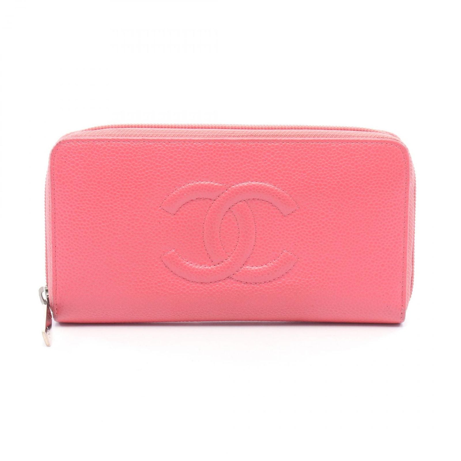 Chanel Round Wallet CC Logo Pink Caviar Leather CC