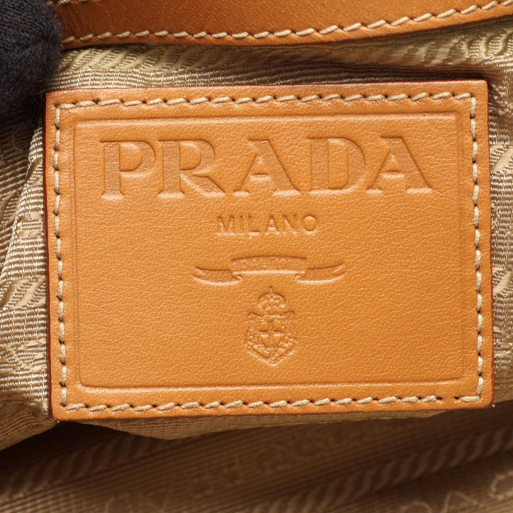 Prada Shoulder Bag Logo Jacquard Beige Canvas Leather — view 4