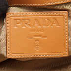 Prada Shoulder Bag Logo Jacquard Beige Canvas Leather — view 4