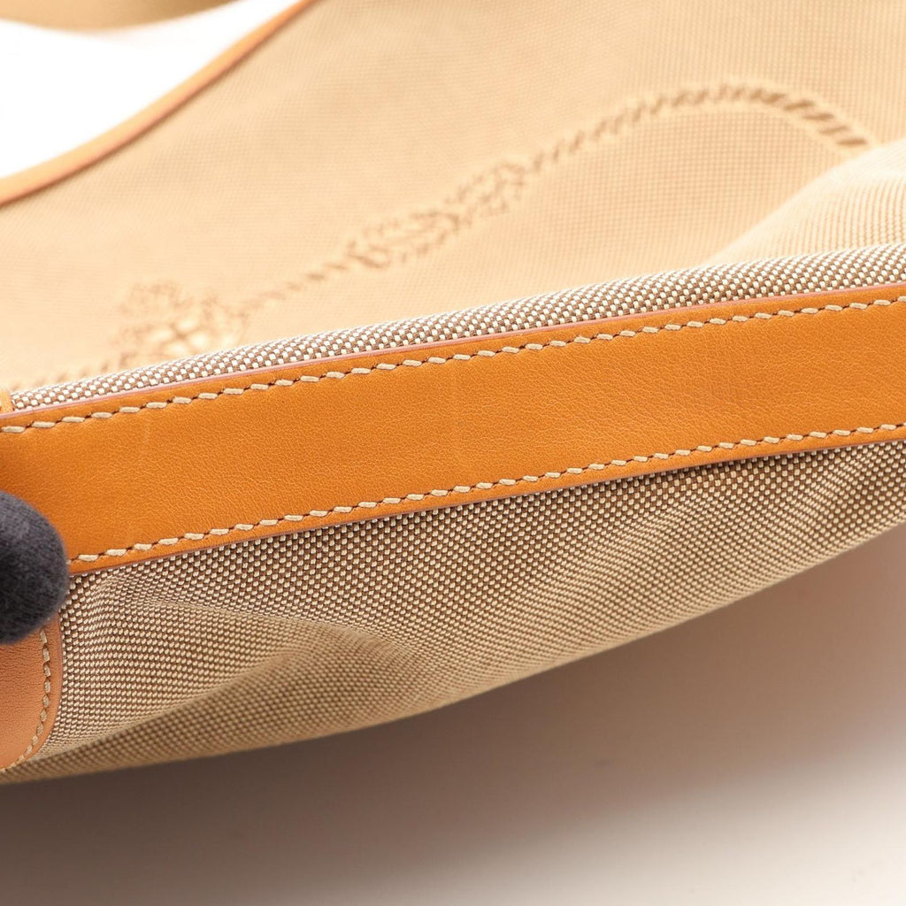 Prada Shoulder Bag Logo Jacquard Beige Canvas Leather — view 8