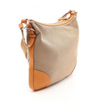 Prada Shoulder Bag Logo Jacquard Beige Canvas Leather — view 2
